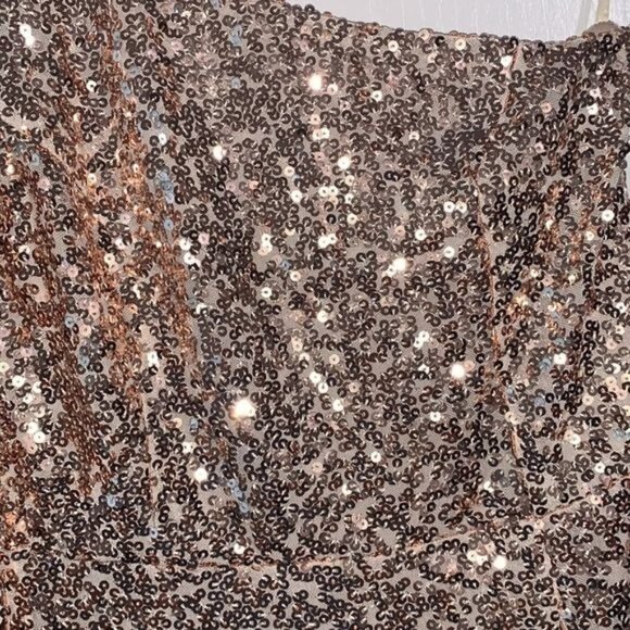 Fashion Nova Champagne One Shoulder Sequin Gown W/Side Slit Size M - Picture 5 of 11